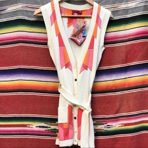 NWT; Oilily button up sweater vest w/tie